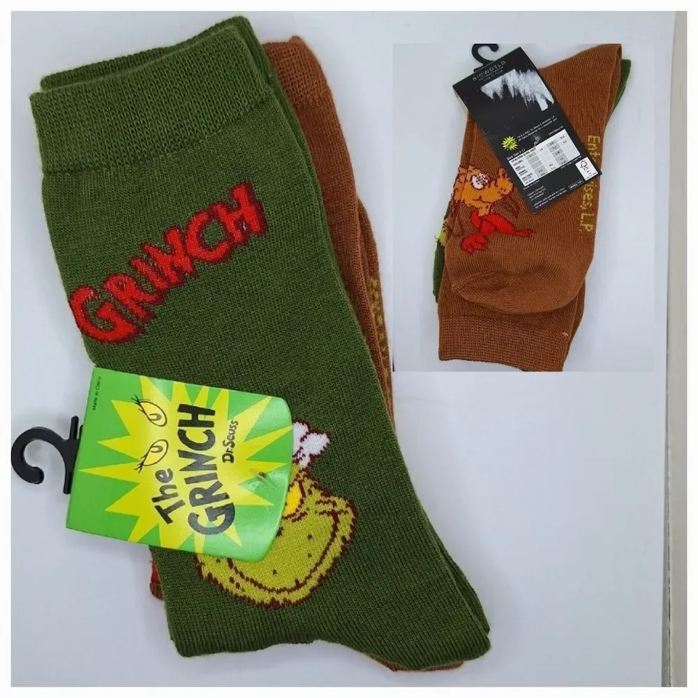 The Grinch and Max crew Socks Christmas holiday Pairs